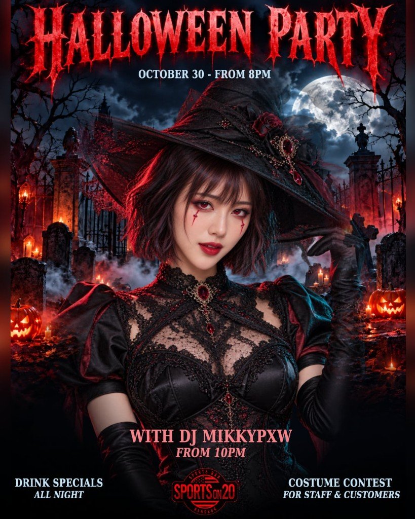 Halloween Party at Sports on 20 — Friday 30 October from 8pm, DJ MikkyPXW from 10pm